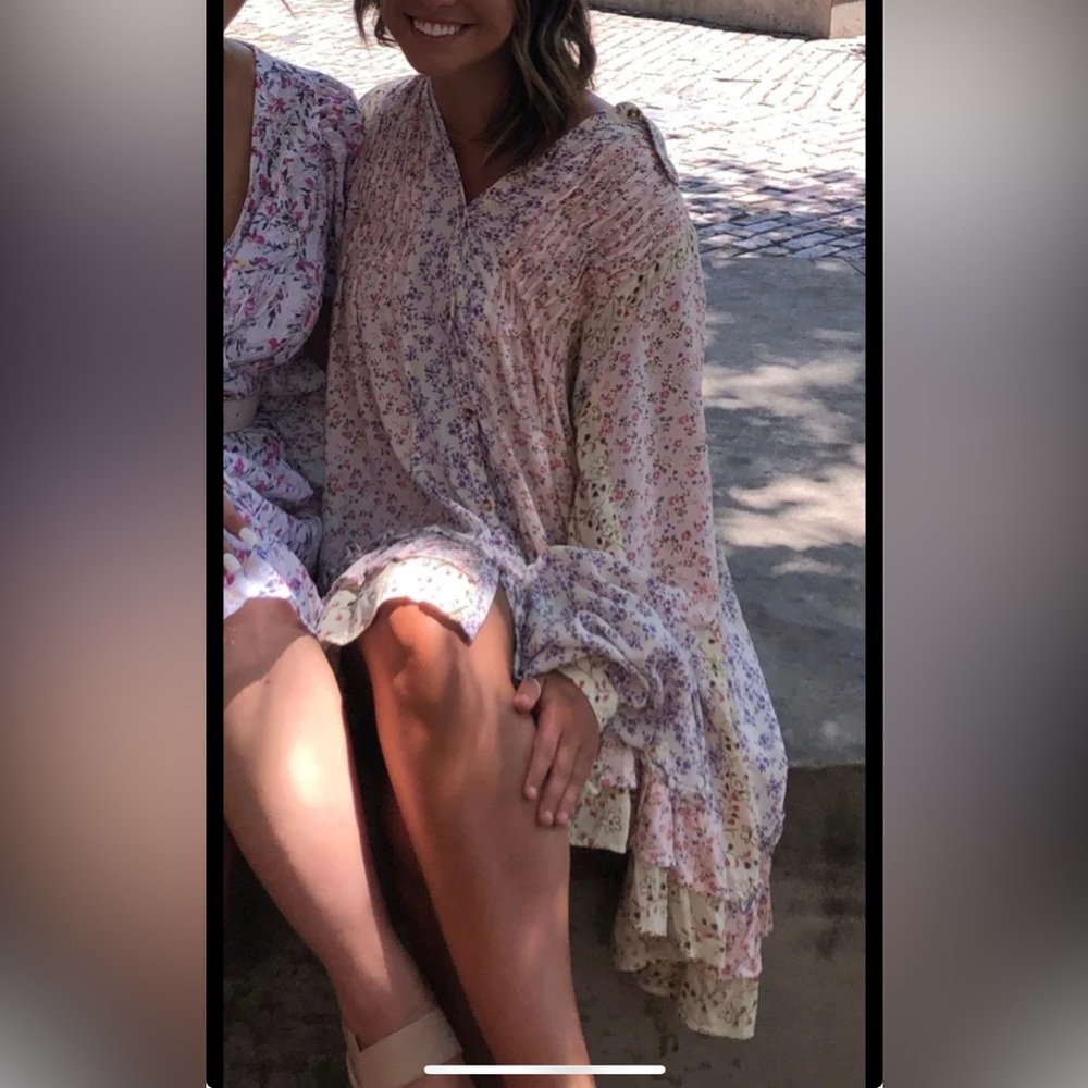 Free people floral patchwork ruffle tunic